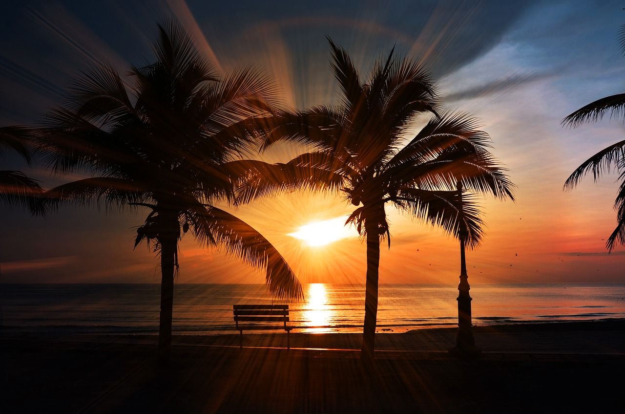 Tropical sunset over the lagoon