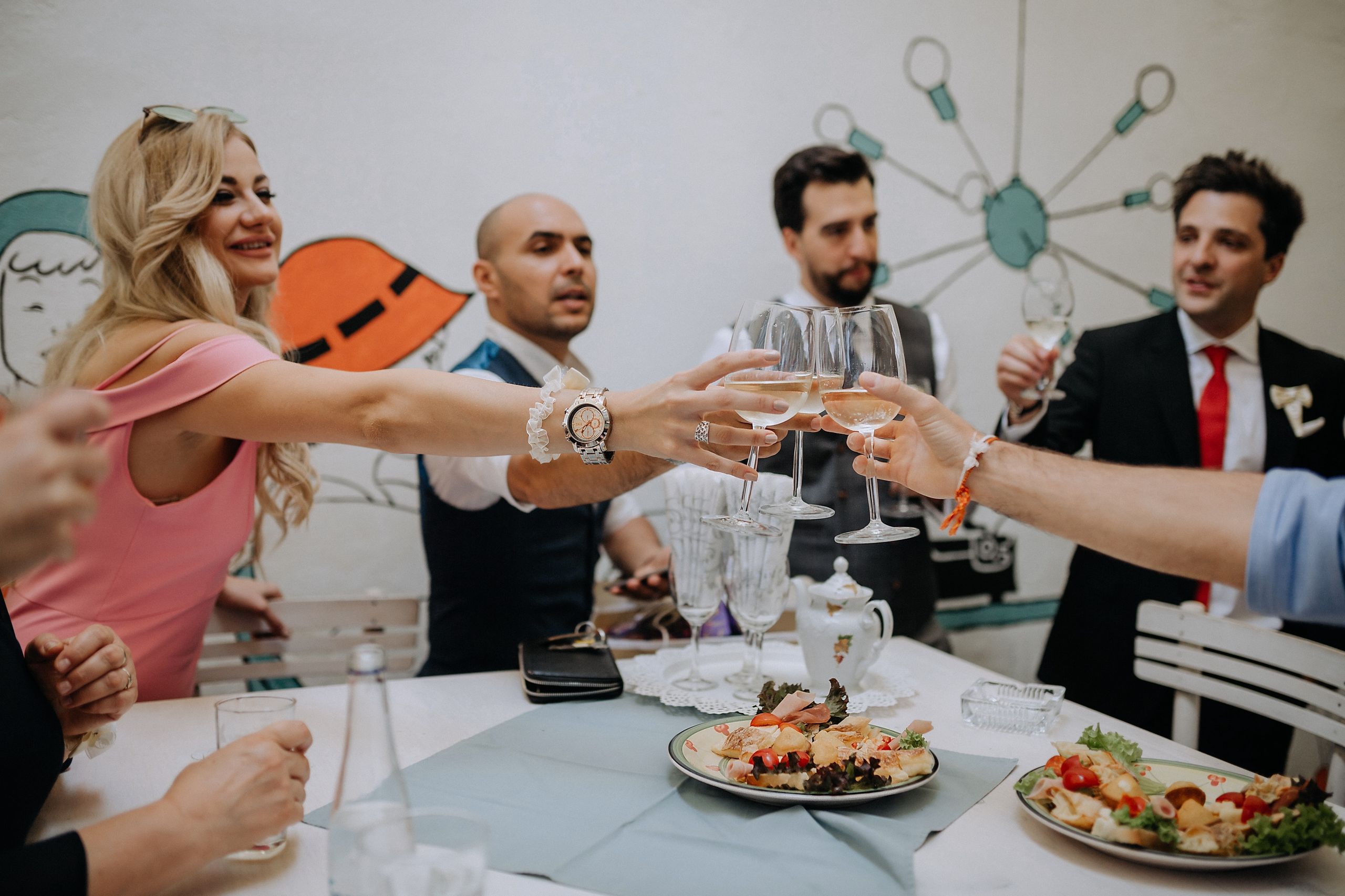 Guests dining together