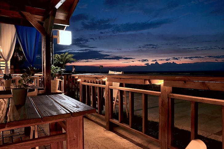 Warm evening light in the restaurant