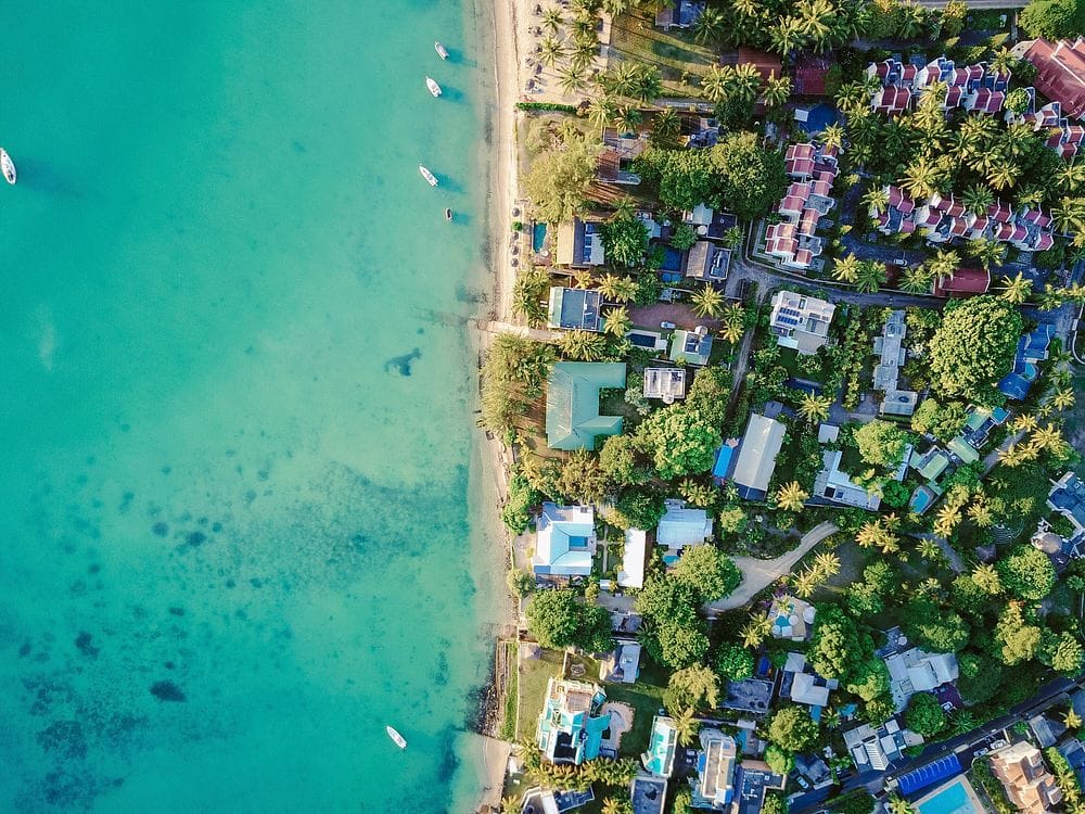 Tropical lagoon with boats